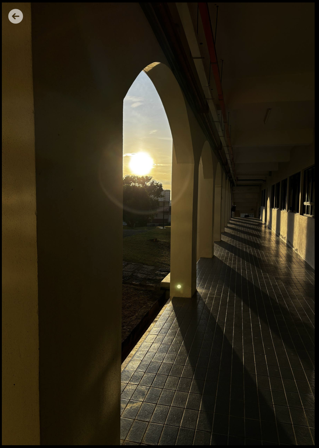 A sunlit corridor at the seminary