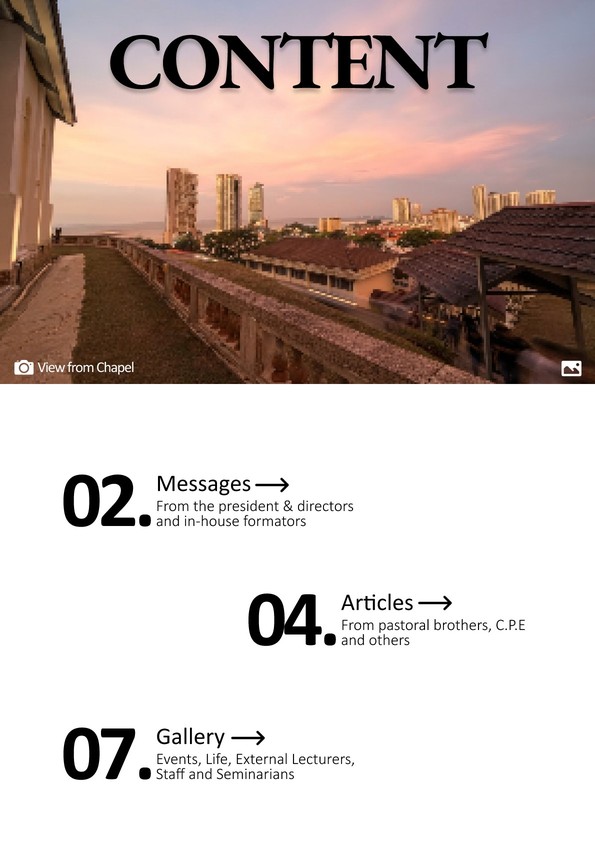 Contents: 02 Messages, 04 Articles, 07 Gallery.